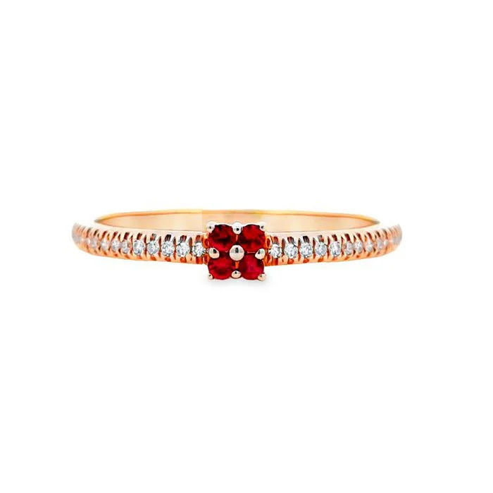 stylish wedding rings for women -Mountz Collection Ruby Accent Pavé Ring in 14K Yellow Gold