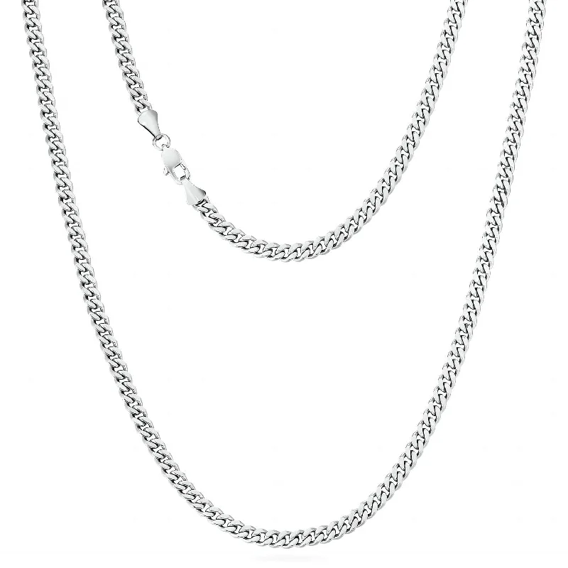 statement gold necklaces for women -4mm Miami Cuban Link Chain in White Gold