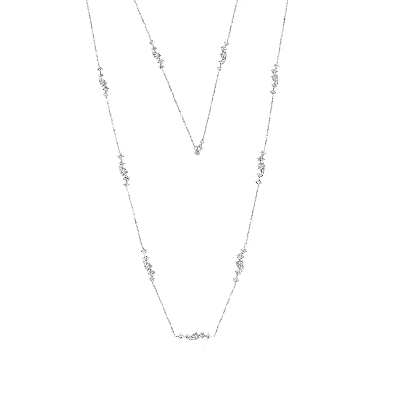 engraved silver necklaces for women -Cluster Station Necklace