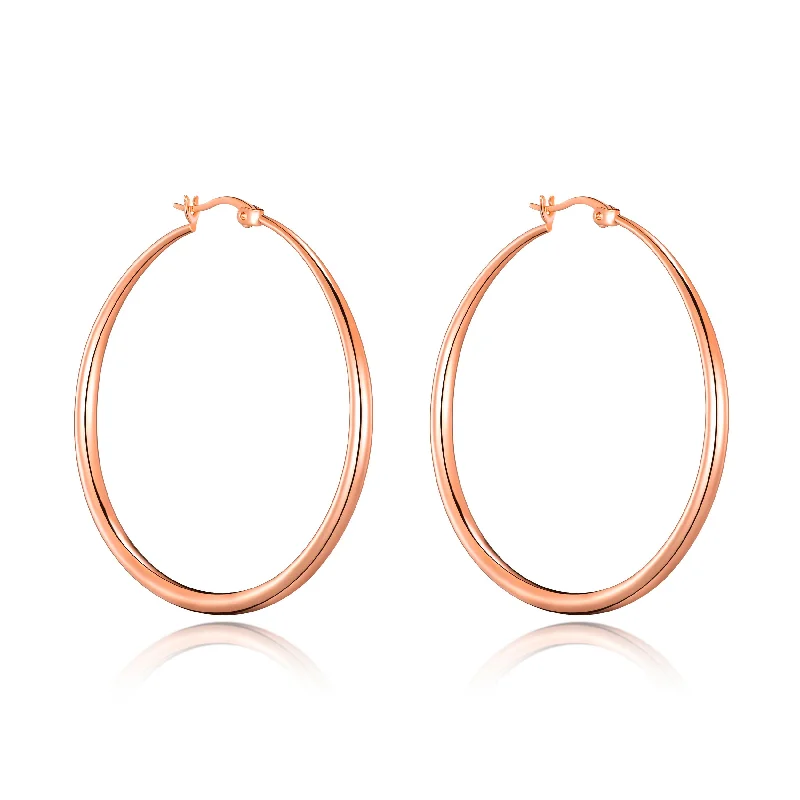 bold gold earrings for women -Rose Gold Plated 50mm Hoop Earrings