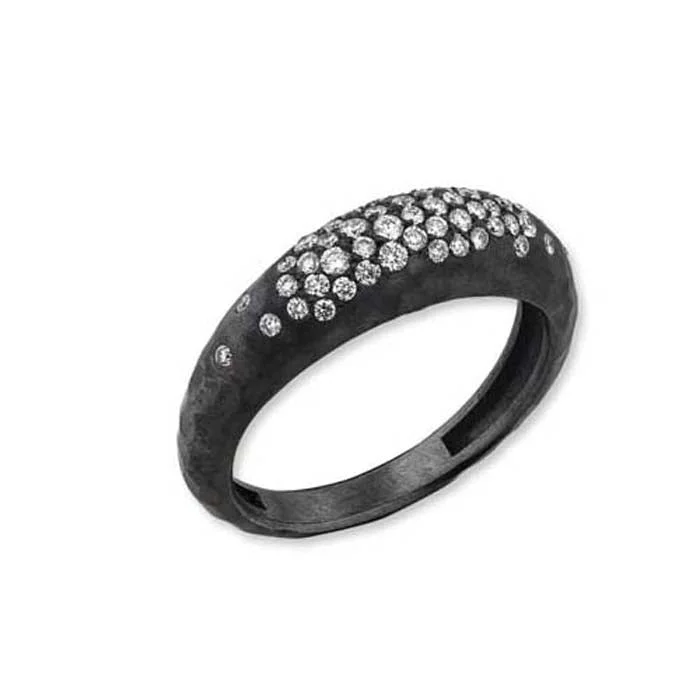 bridal rings for brides -Lika Behar Boogie Line Ring with Diamonds in Oxidized Sterling Silver