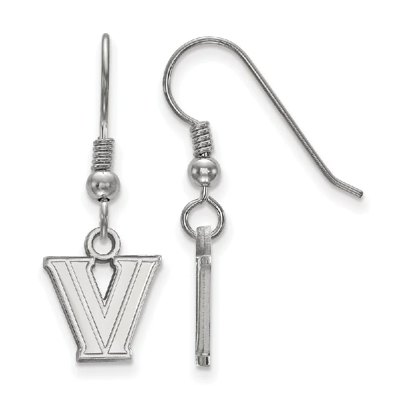 gemstone earrings for women -Sterling Silver Villanova University XS (Tiny) Dangle Earrings