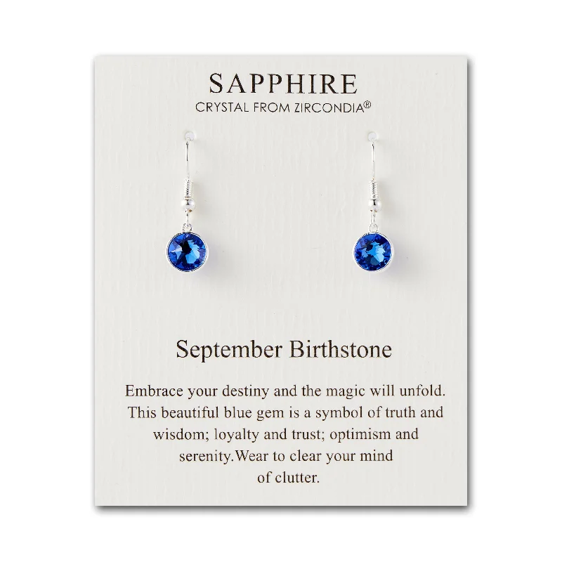 bold earrings for women -September Birthstone Drop Earrings Created with Sapphire Zircondia® Crystals