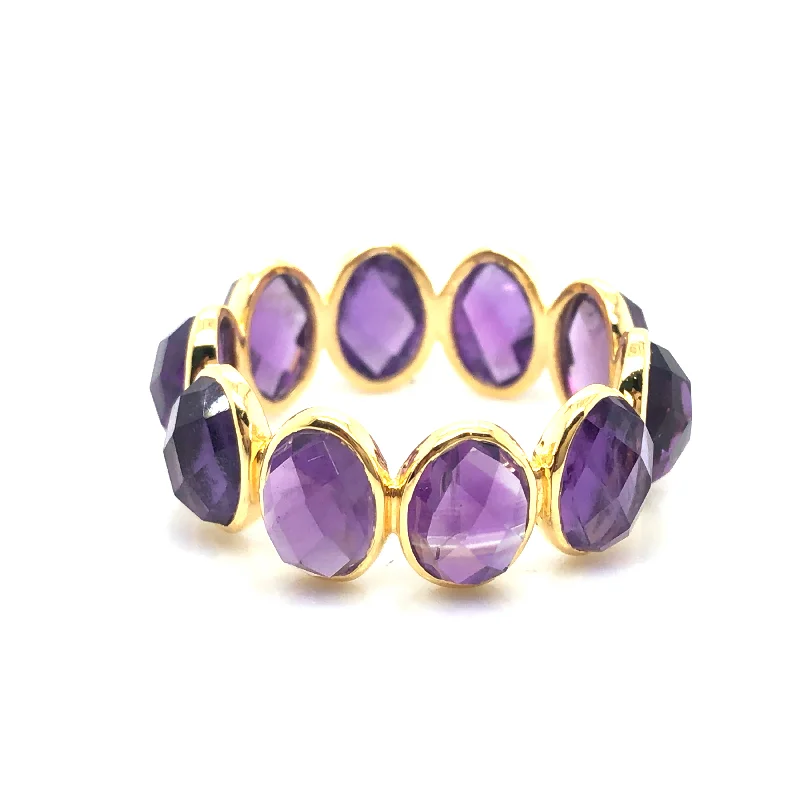 engagement ring sets -Amethyst Oval Ring In 18K Yellow Gold