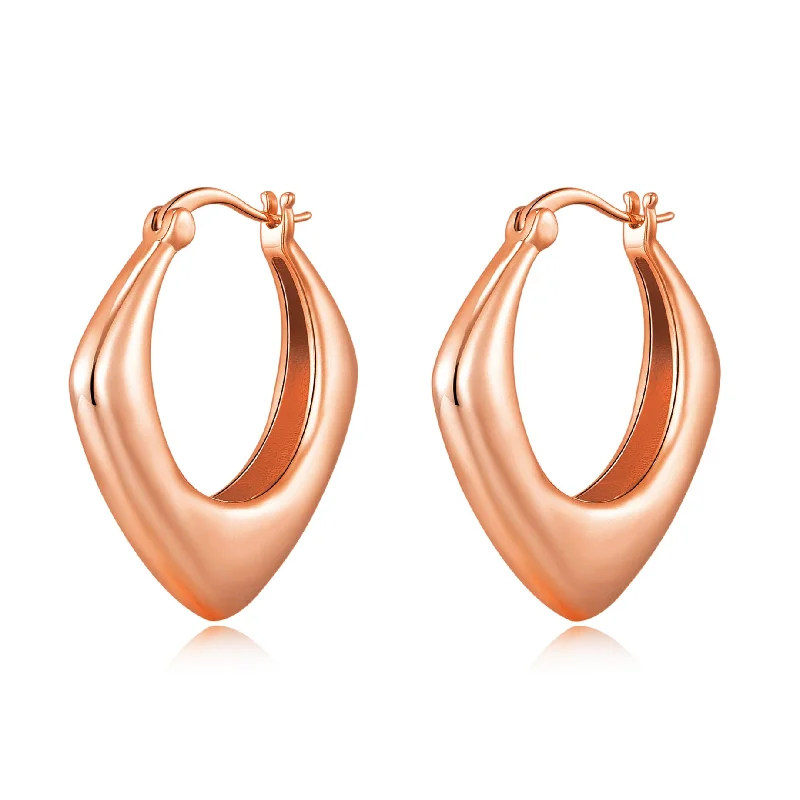 bridal hoop earrings for women -Rose Gold Plated Chunky Hoop Earrings