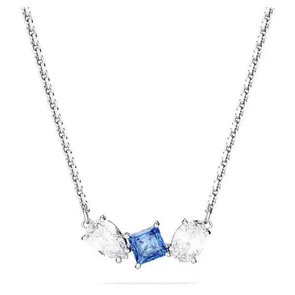 gold bar necklaces for women -Swarovski Mesmera pendant Mixed cuts, Blue, Rhodium plated 5668276