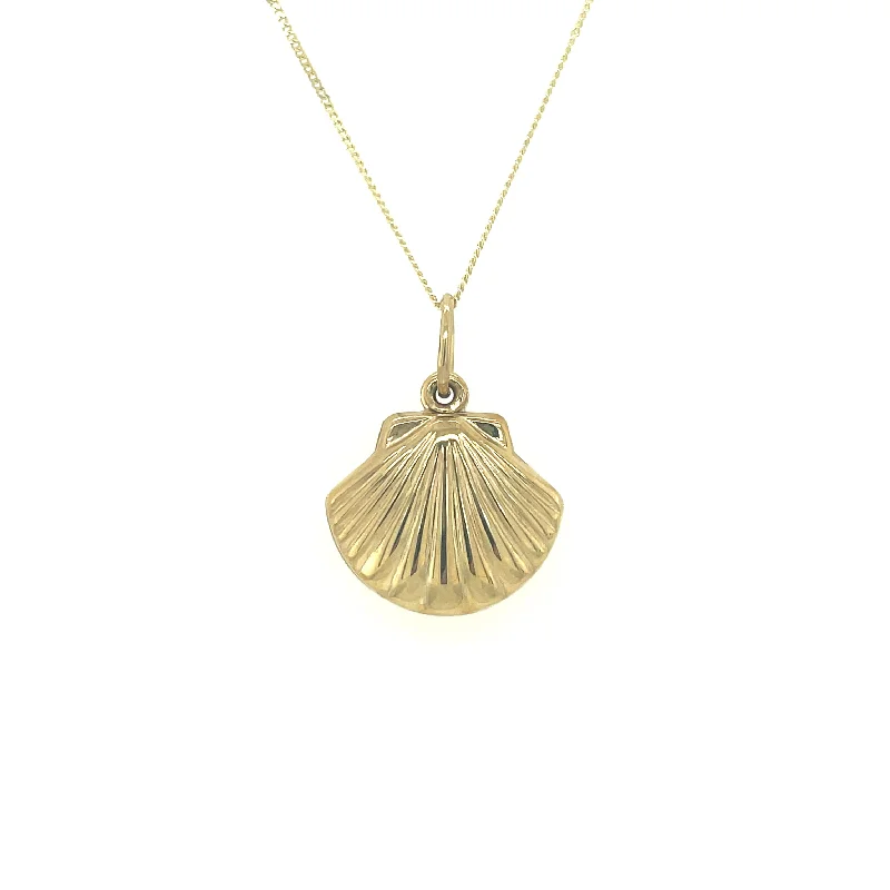 vintage necklaces for women -9ct Yellow Gold Oyster Shell Locket Necklace