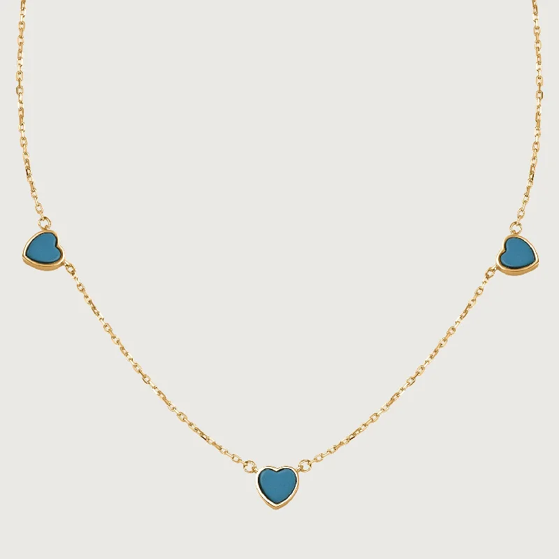 chunky necklaces for women -Amore Station Necklace in 9K Gold