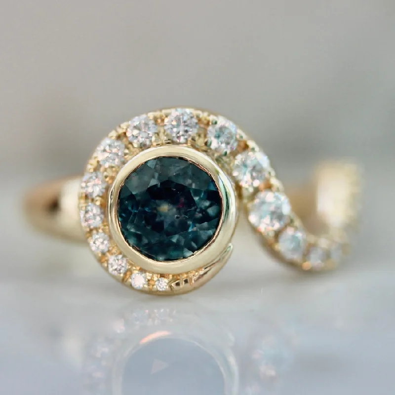 engagement rings for women -Starry Night Blue Round Cut Montana Sapphire Ring