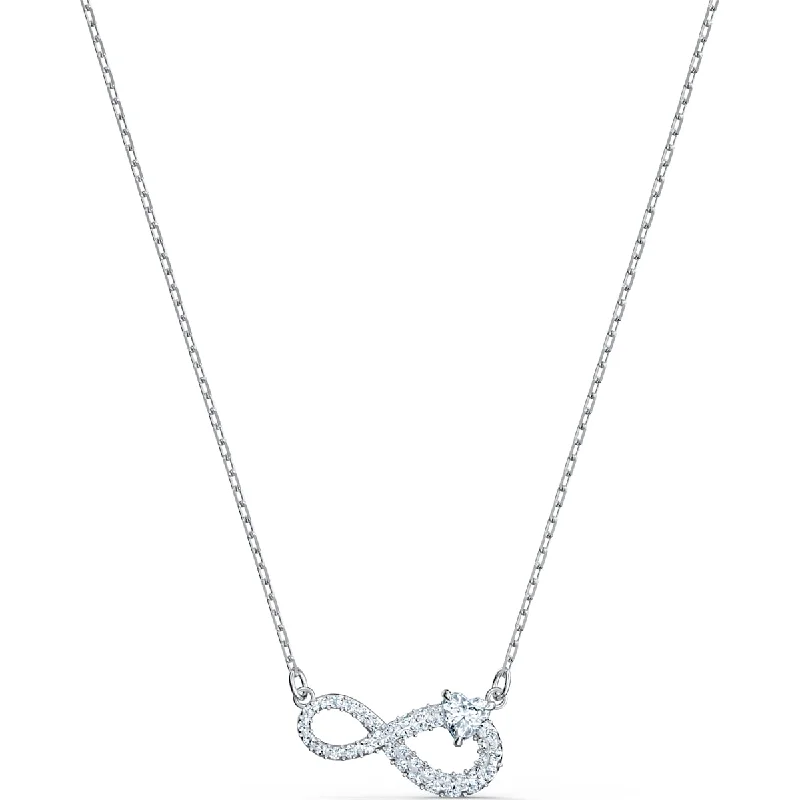 anniversary necklaces for women -Swarovski Infinity necklace, Infinity, White, Rhodium plated 5520576