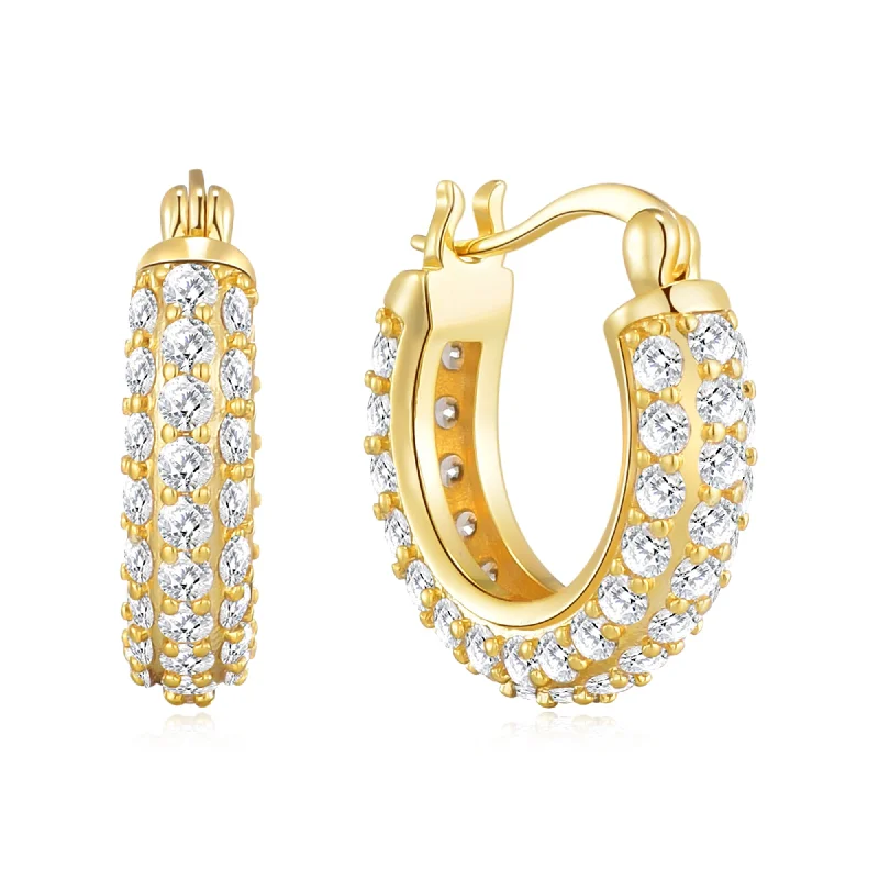 pearl earrings for women -Gold Plated 20mm Pave Hoop Earrings Created with Zircondia® Crystals