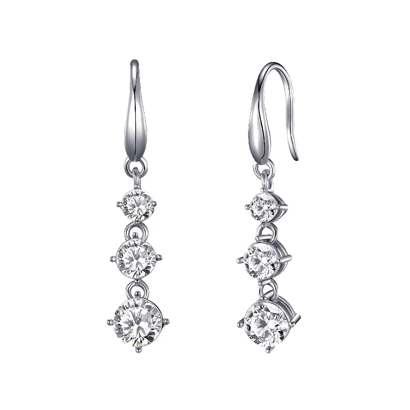 hoop earrings with diamonds -Graduated Drop Earrings Created with Zircondia® Crystals