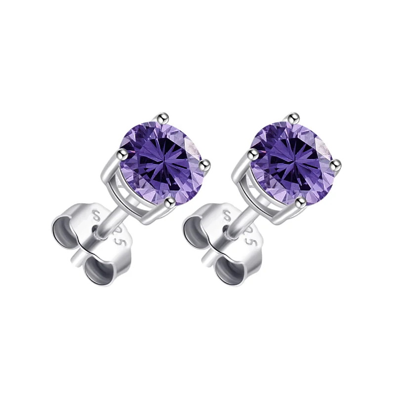 bridal hoop earrings for women -Sterling Silver Light Purple Earrings Created with Zircondia® Crystals