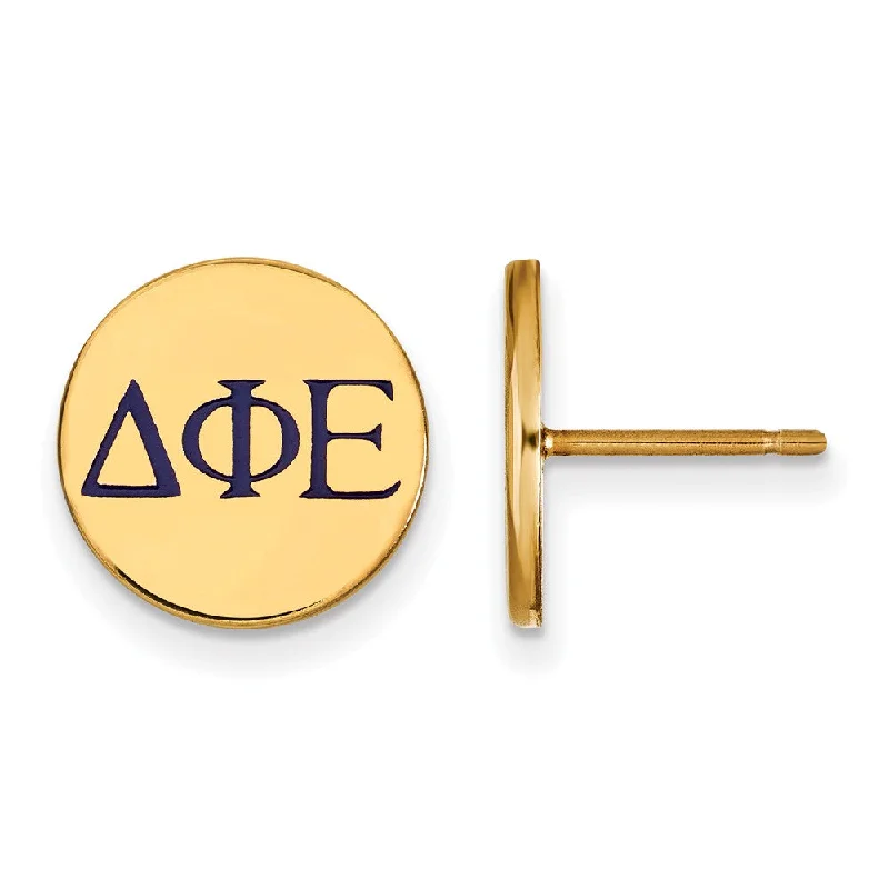 custom earrings for women -14K Plated Silver Delta Phi Epsilon Enamel Greek Letters Post Earrings