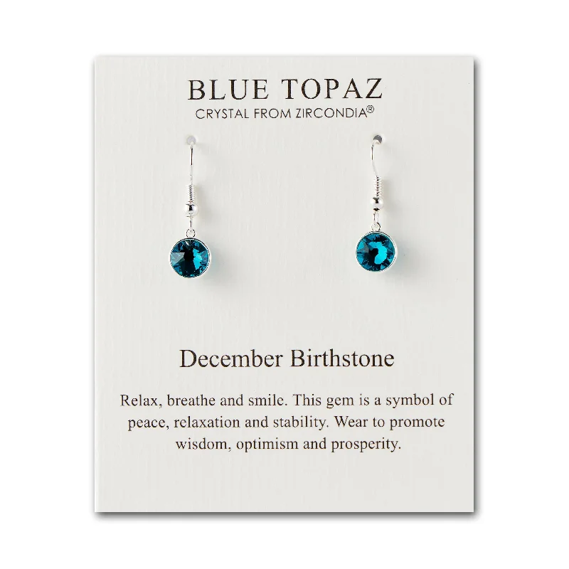 handmade hoop earrings for women -December Birthstone Drop Earrings Created with Blue Topaz Zircondia® Crystals