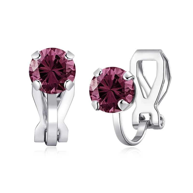 elegant dangle earrings for women -June (Alexandrite) Birthstone Clip On Earrings Created with Zircondia® Crystals