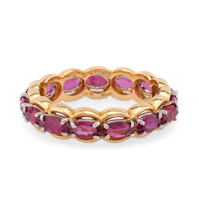 simple gold rings for women -Vintage Oscar Heyman 3 Carat Ruby 18K Yellow Gold Eternity Ring