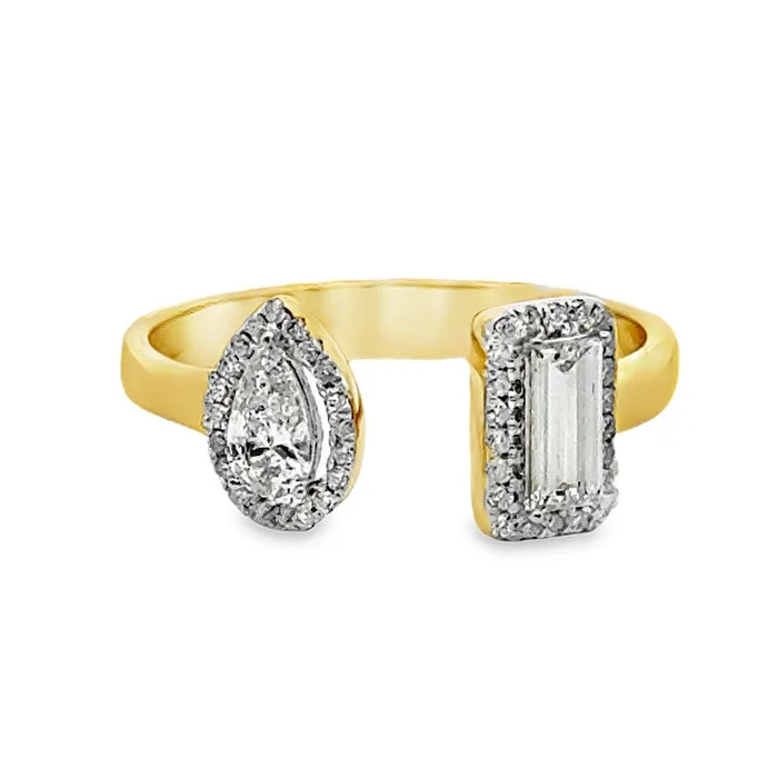 wedding bands for women -Mountz Collection Mixed Cut Diamond Open Center Ring in 14K Yellow Gold