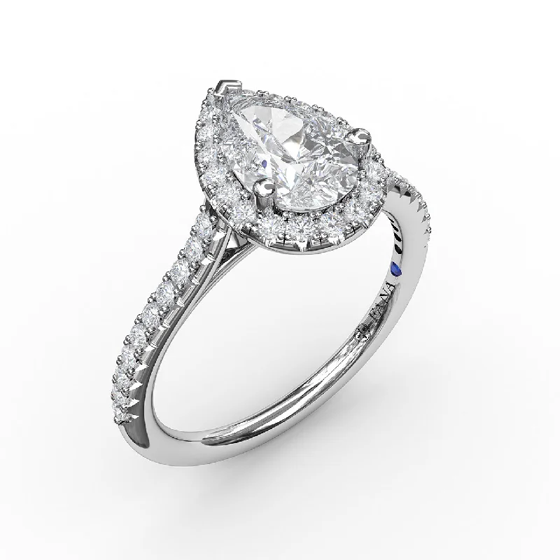 solitaire rings for women -14 Karat White Gold Diamond Halo Semi-Mount Ring