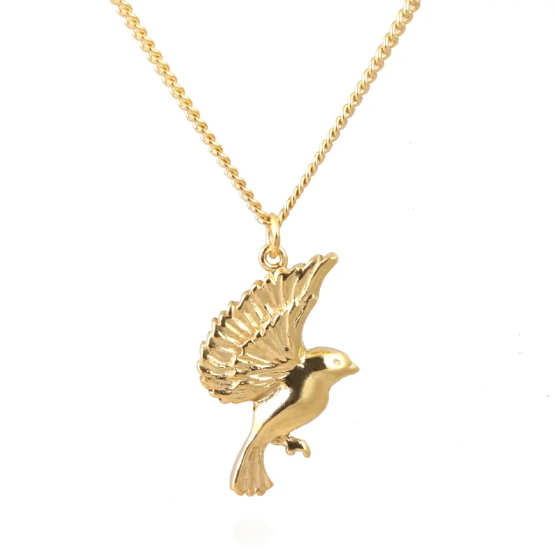 gold necklace sets for women -Garden Bird Alighting Necklace