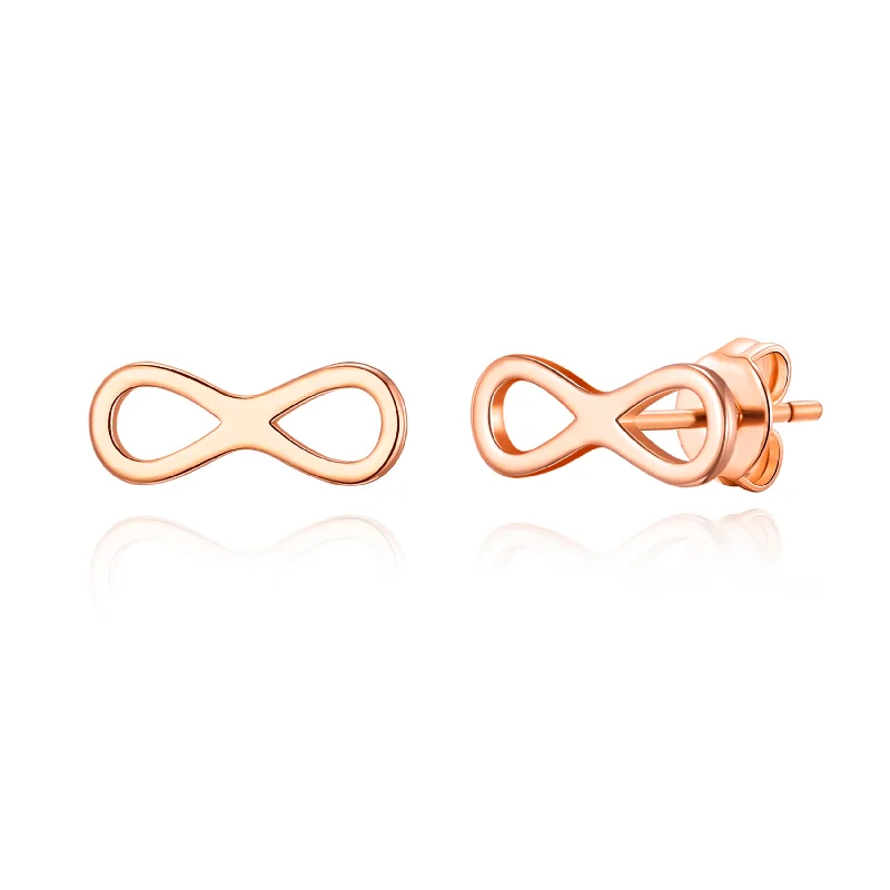 dangle earrings for women -Rose Gold Plated Infinity Stud Earrings