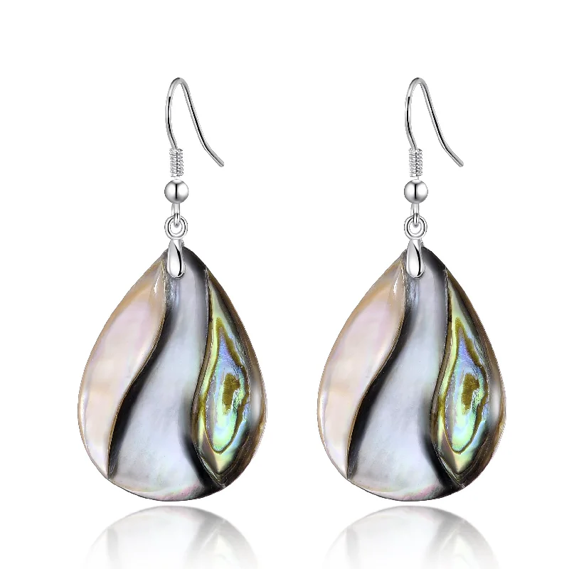 evening earrings for women -Abalone Shell Pear Drop Earrings