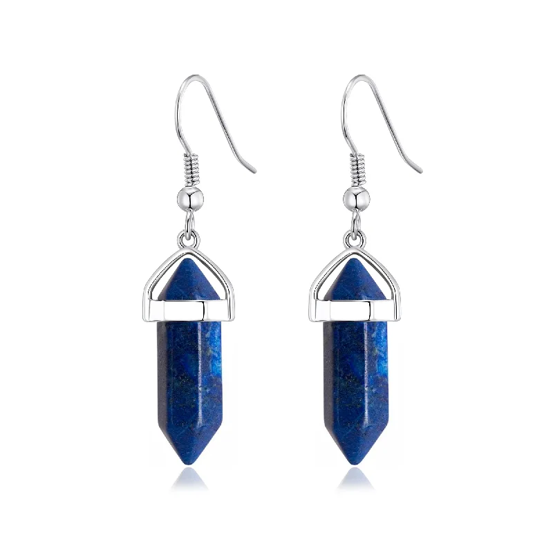 bold earrings for women -Lapis Gemstone Drop Earrings