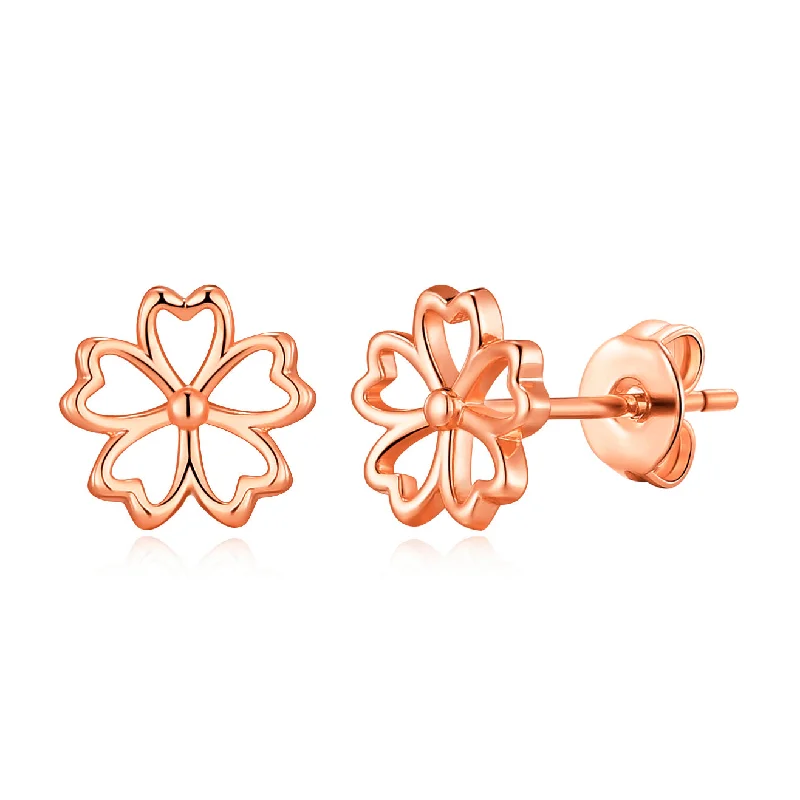 gemstone earrings for women -Rose Gold Plated Flower Petal Earrings