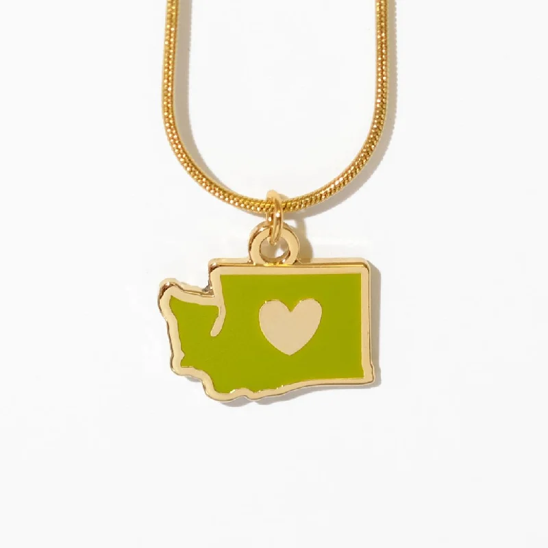 bold necklaces for women -Washington State heart necklace