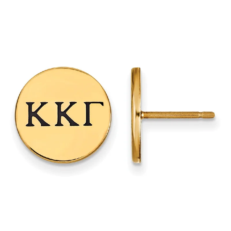 clip-on earrings for women -14K Plated Silver Kappa Kappa Gamma Enamel Greek Letters Post Earrings