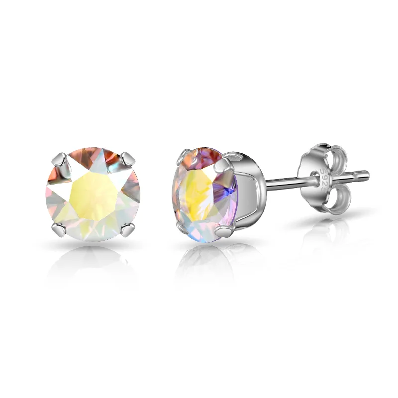 stud earrings for women -Sterling Silver Aurora Borealis Earrings Created with Zircondia® Crystals