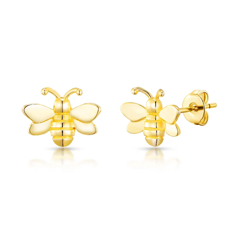 bridal earrings for women -Gold Plated Bumble Bee Earrings