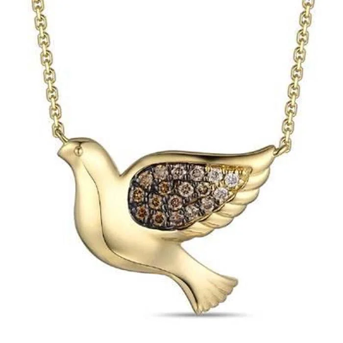 minimalist wedding rings for women -Le Vian Chocolate Ombre' Dove Pendant featuring Chocolate Diamonds in 14K Honey Gold