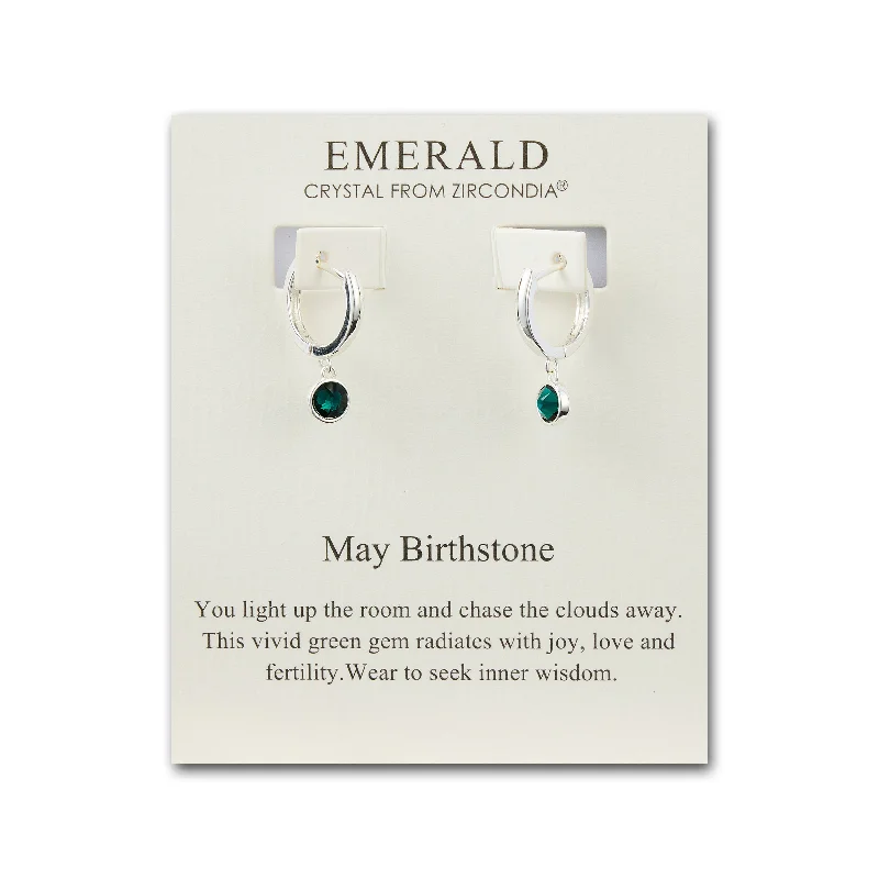 bridal hoop earrings for women -May Birthstone Hoop Earrings Created with Emerald Zircondia® Crystals