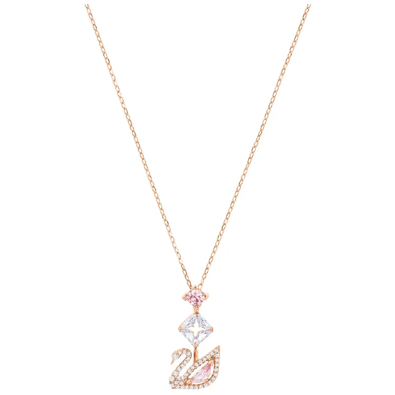 vintage-style necklaces for women -Swarovski Dazzling Swan Y Necklace, Multi-colored, Rose-gold tone plated 5473024