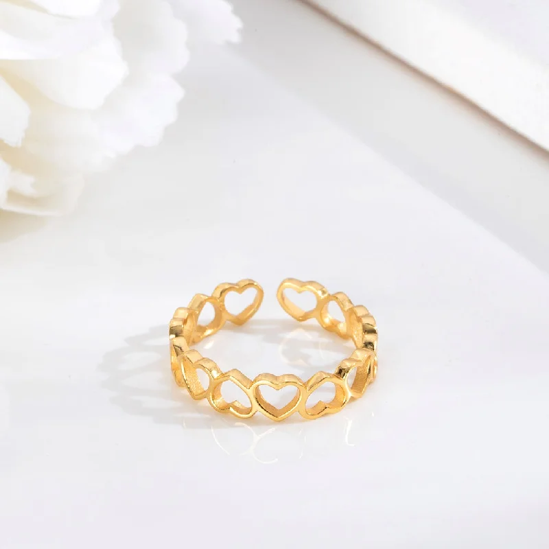 custom gold rings -Heartfelt Elegance Gold Plated 925 Sterling Silver Female Ring