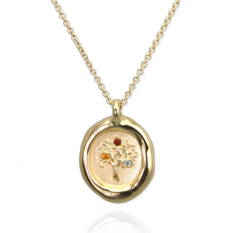 vintage pendant necklaces for women -Family Tree Pendant with Birthstones