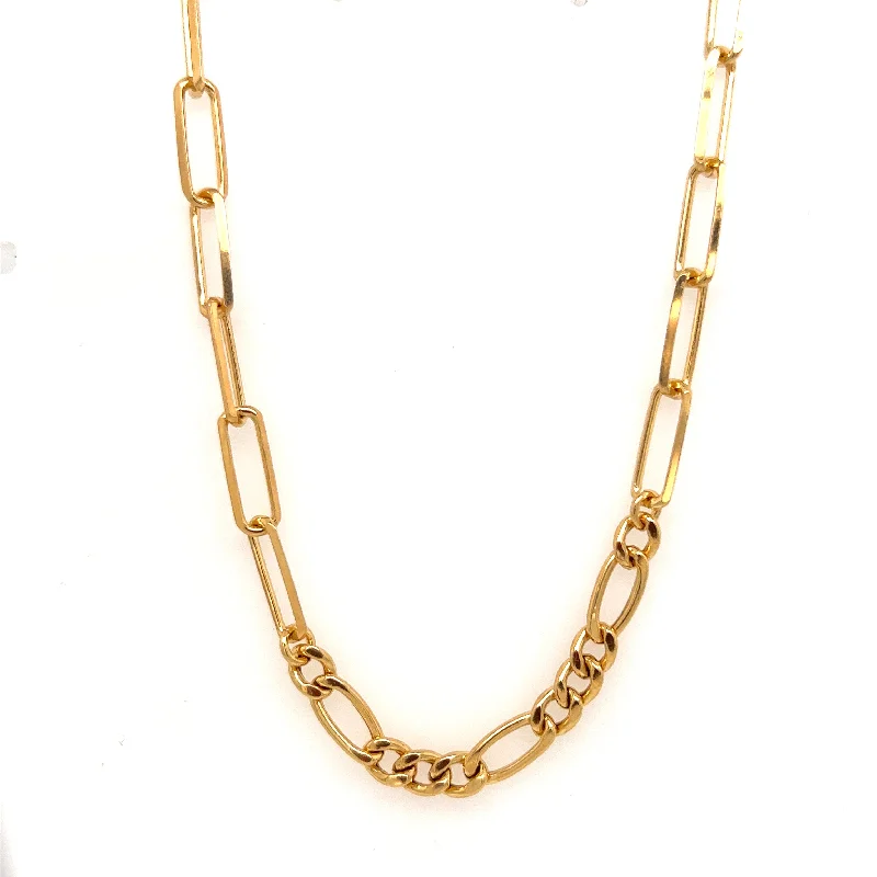 stunning necklaces for women -Golden Paper-link and Figaro necklace