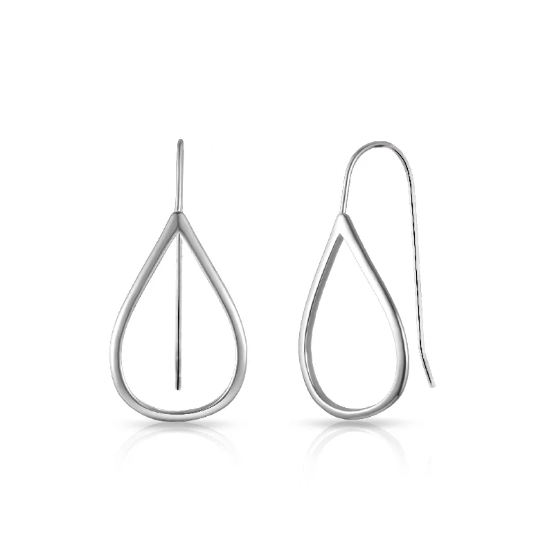 statement drop earrings for women -Sterling Silver Open Teardrop Earrings