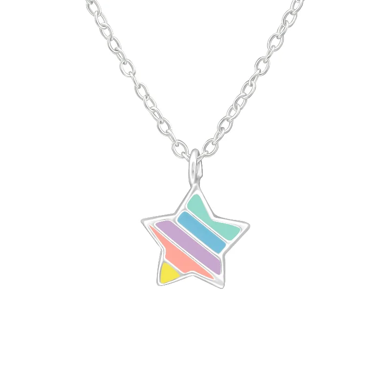 personalized gold necklaces for women -Children’s Sterling Silver Pastel Star Necklace