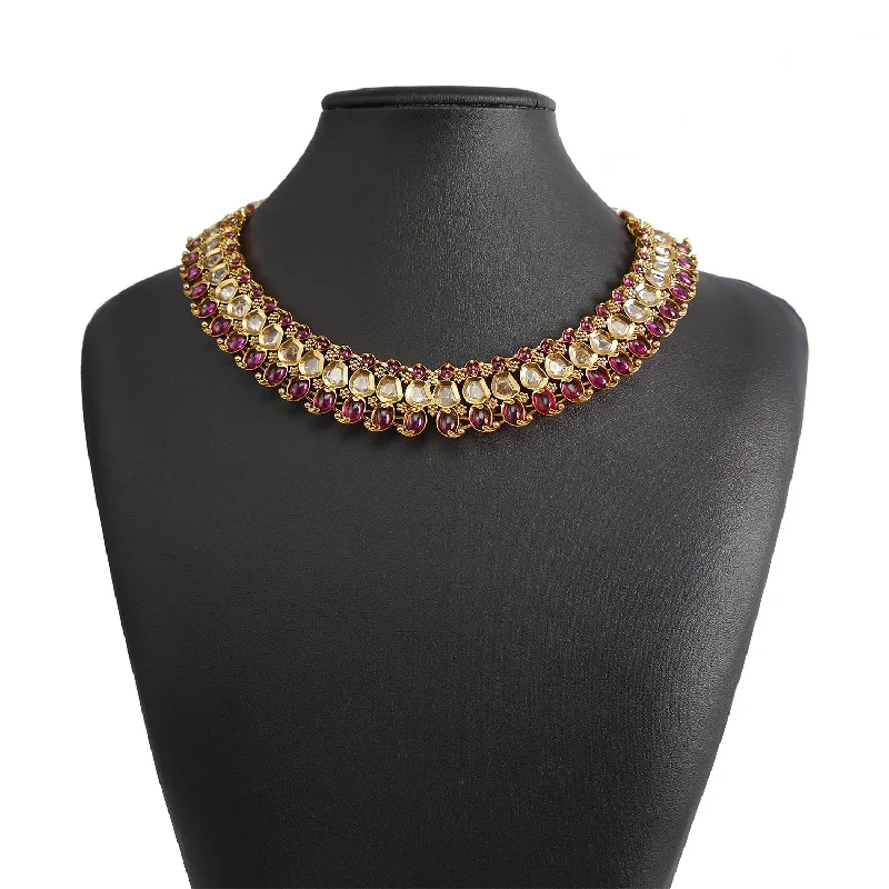 anniversary necklaces for women -Ekta Necklace set in Ruby