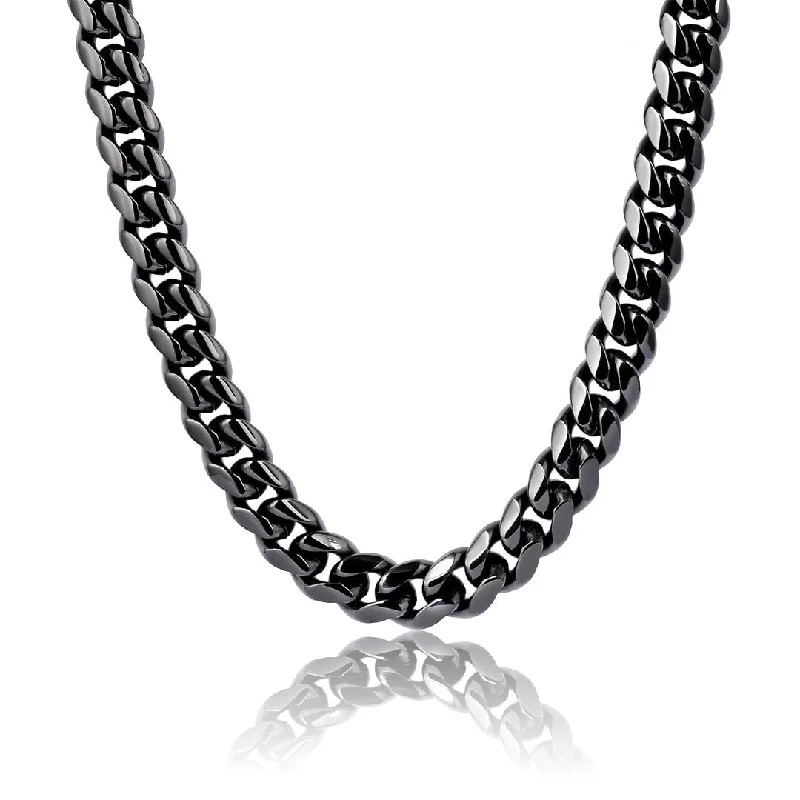 elegant pearl necklaces for brides -BLACK & PROUD™ - Women's Black Cuban Link Chain - 10mm