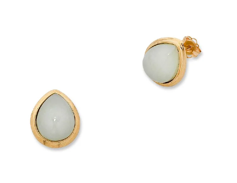 romantic earrings for women -9ct Yellow Gold Natural Jade Stud Earrings