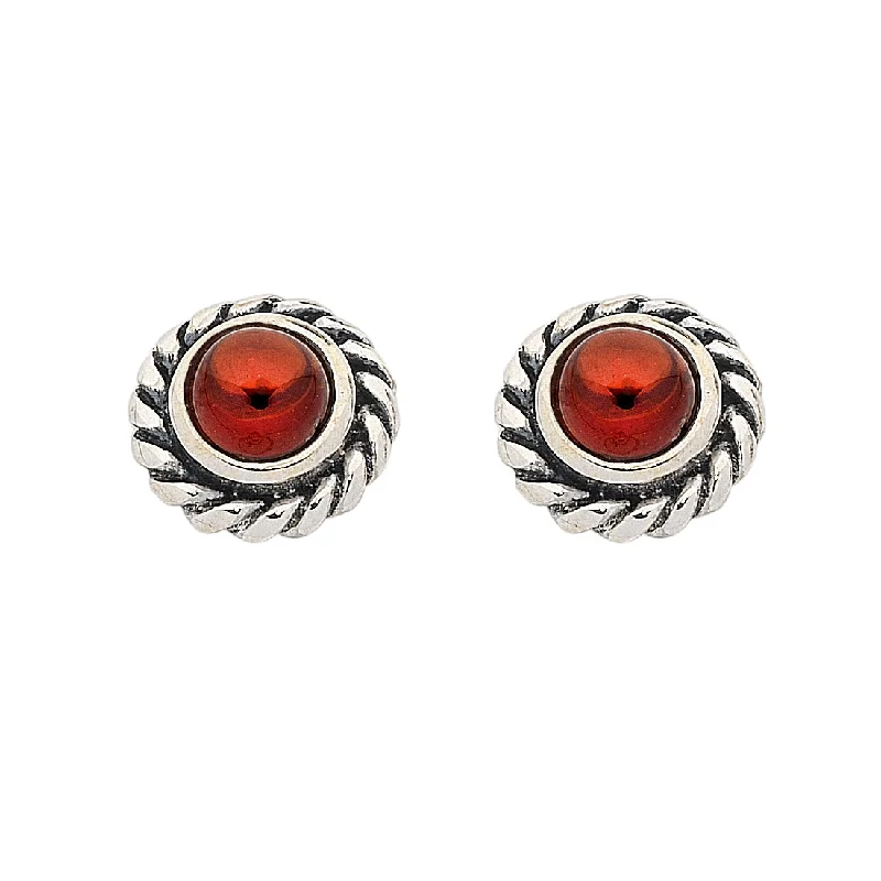 butterfly earrings for women -Sterling Silver Garnet January Birthstone Stud Earrings