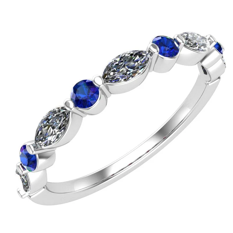 solitaire engagement rings -Blue Sapphire and Diamond Marquise Stackable Ring