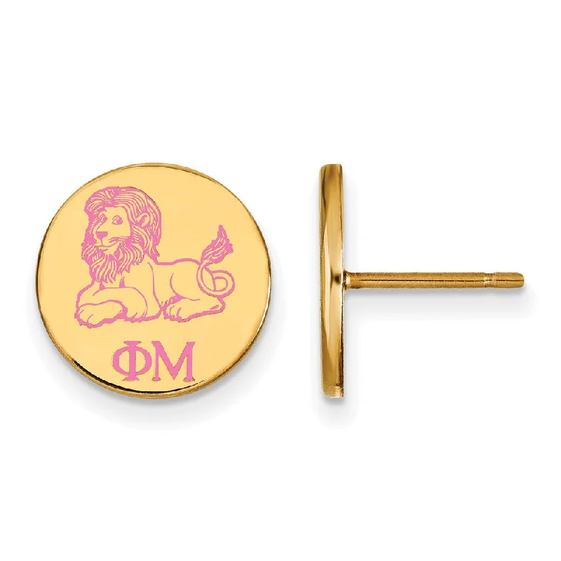 luxury earrings for women -14K Plated Silver Phi Mu Enamel Post Earrings