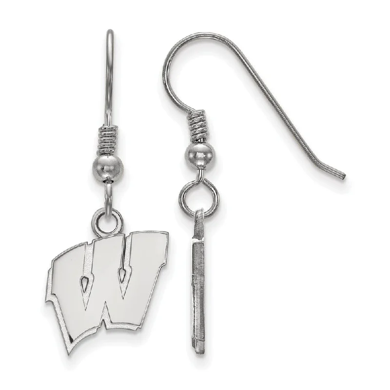 multi-colored earrings for women -Sterling Silver University of Wisconsin Small 'W' Dangle Earrings