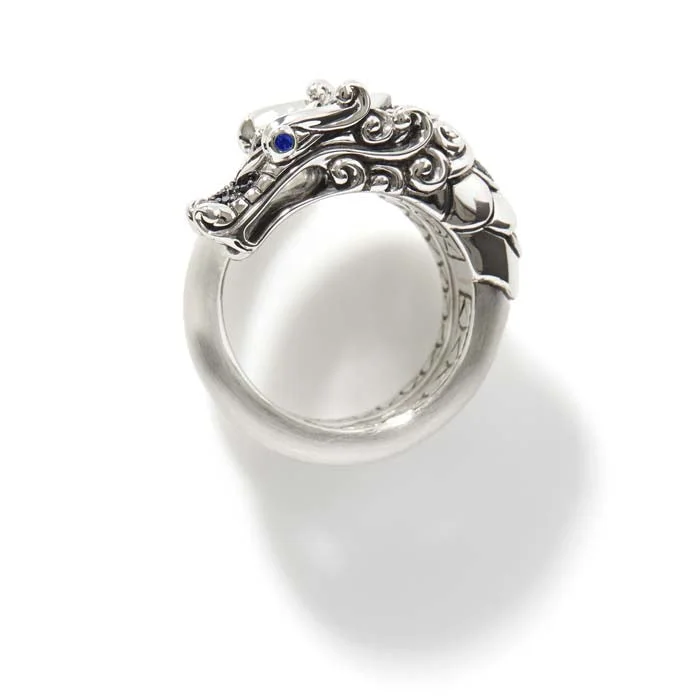 modern promise rings -John Hardy Legends Naga Ring with Pavé Black Spinel and Black Sapphires in Sterling Silver