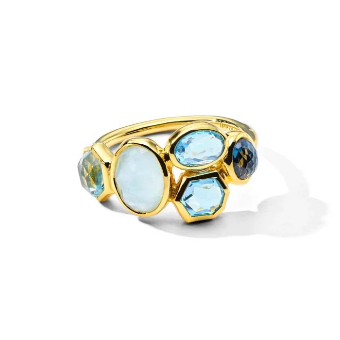 minimalist wedding rings for women -Ippolita Gelato Cluster Ring with 5-Stone, 18K Yellow Gold in Mare