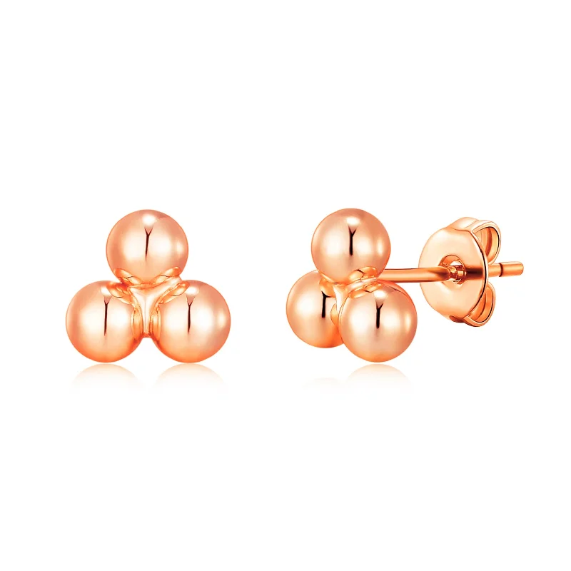 evening drop earrings for women -Rose Gold Plated Trinity Earrings